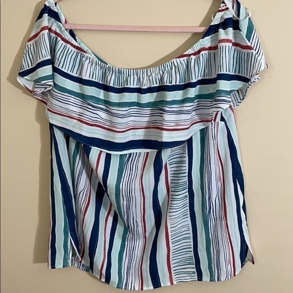 Lane Bryant Striped Off-The-Shoulder Top 14/16 - Picture 5 of 7